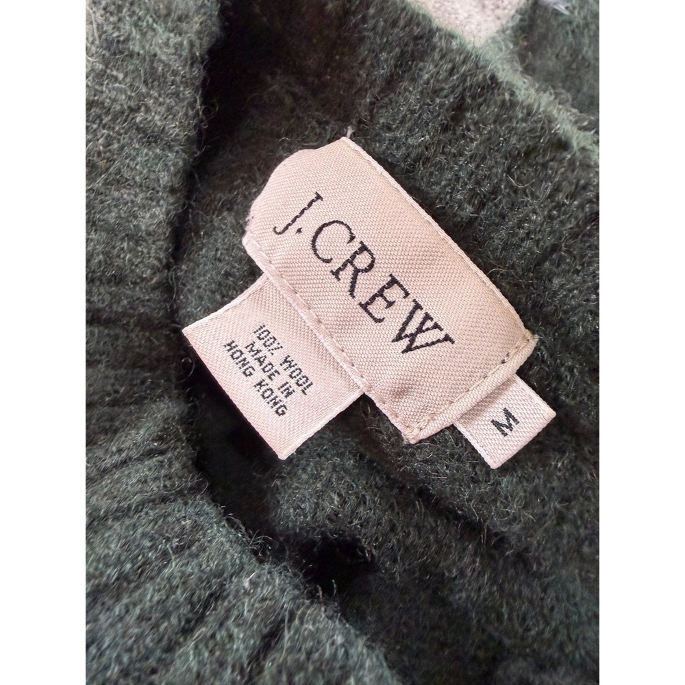 Vintage J.Crew Wool Sweater Mens M Dark Green Side Stripe Crew Neck Pullover - Picture 7 of 9